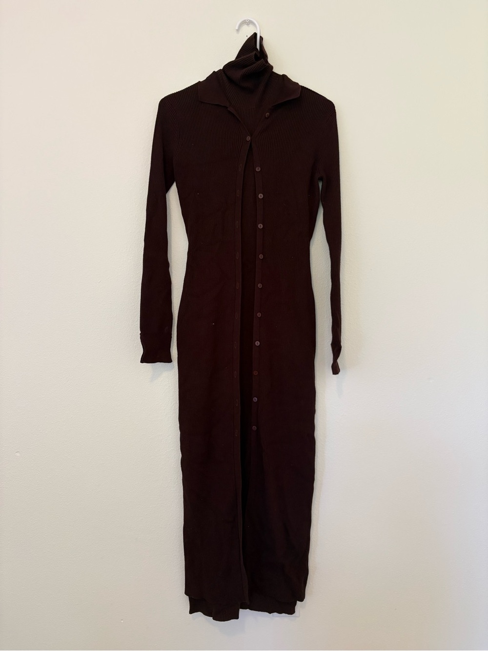 Moda International 2 Piece Set Long Button-Front Ribbed Knit Bodycon Maxi Dress